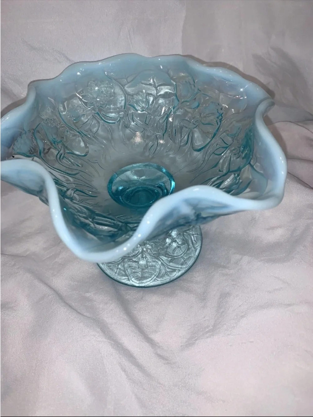 Blue White Ruffled Compote Candy Dish - Picture 3 of 3